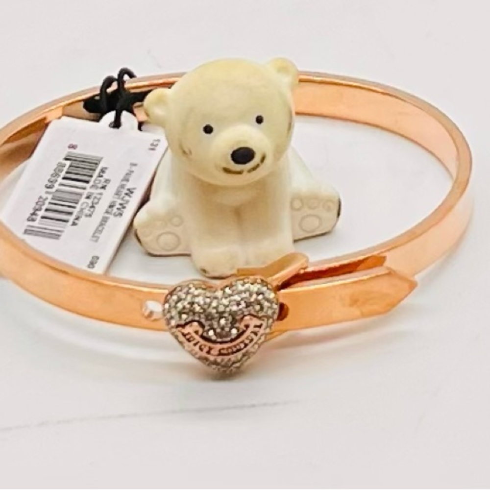 NWT Juicy Couture Bow & Heart Pave Bangle Set of 2 - Picture 6 of 9